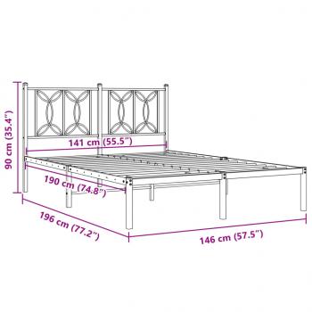 Bettgestell mit Kopfteil Metall Weiß 140x190 cm