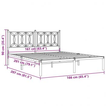 Bettgestell mit Kopfteil Metall Weiß 160x200 cm