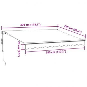 Markise Automatisch mit LEDs Anthrazit & Weiß 300x250 cm