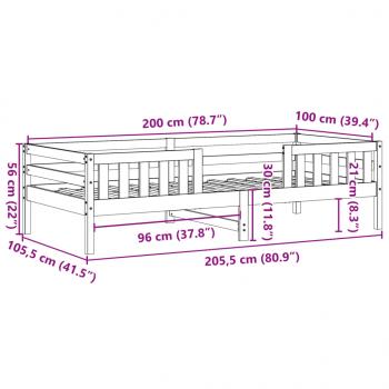 Massivholzbett ohne Matratze 100x200 cm Kiefernholz