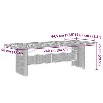 9-tlg. Garten-Essgruppe mit Kissen Grau Poly Rattan