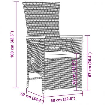 9-tlg. Garten-Essgruppe mit Kissen Grau Poly Rattan