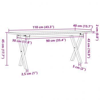 Couchtisch X-Gestell 110x40x45 cm Massivholz Kiefer & Gusseisen