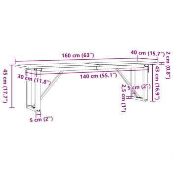 Couchtisch O-Gestell 160x40x45 cm Massivholz Kiefer & Gusseisen