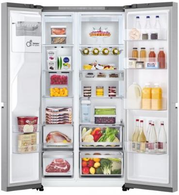 LG GSLE91MBAC Stand Side-by-Side Kombination, 91,3 cm breit, 628 L, Total NoFrost, Eis-, Crushed Ice- und Wasserspender, Express Cooling, Express Freeze, WLAN, Wassertank, Metalsorbet