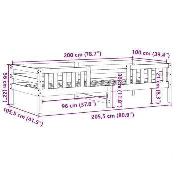 Massivholzbett ohne Matratze Weiß 100x200 cm Kiefernholz