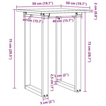 Esstisch O-Gestell 50x50x75 cm Massivholz Kiefer und Gusseisen