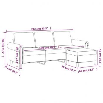 3-Sitzer-Sofa mit Hocker Dunkelgrün 180 cm Samt