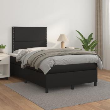 ARDEBO.de - Boxspringbett mit Matratze Schwarz 120x200 cm Kunstleder