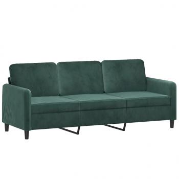 3-Sitzer-Sofa mit Hocker Dunkelgrün 180 cm Samt