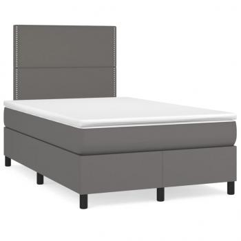 Boxspringbett mit Matratze Grau 120x200 cm Kunstleder