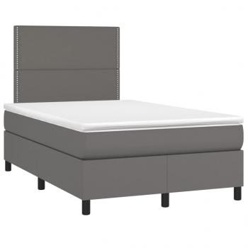 Boxspringbett mit Matratze Grau 120x200 cm Kunstleder