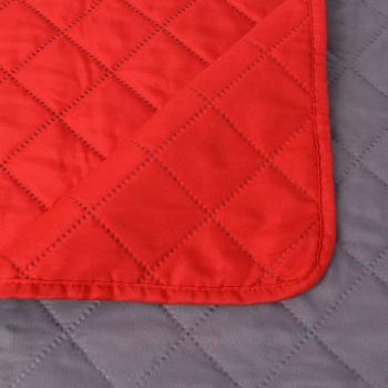 Zweiseitige Tagesdecke Gesteppt Rot und Grau 170x210 cm