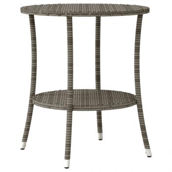 3-tlg. Bistro-Set mit Kissen Grau Poly Rattan