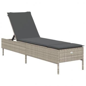 Sonnenliege mit Auflage Hellgrau Poly Rattan