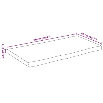 Tischplatte mit Baumkante 90x40x2,5 cm Massivholz Mango