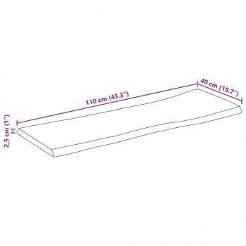 Tischplatte mit Baumkante 110x40x2,5 cm Massivholz Mango