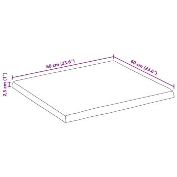 Tischplatte mit Baumkante 60x60x2,5 cm Massivholz Mango