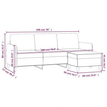 3-Sitzer-Sofa mit Hocker Gelb 180 cm Samt