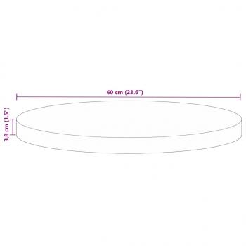 Tischplatte Ø 60x3,8 cm Rund Altholz Massiv