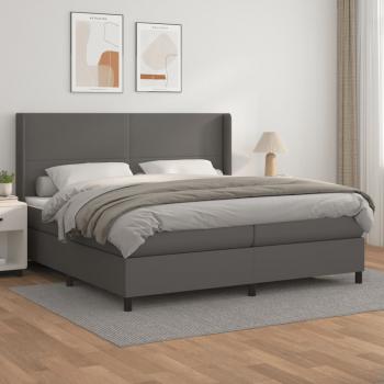 ARDEBO.de - Boxspringbett mit Matratze Grau 200x200 cm Kunstleder