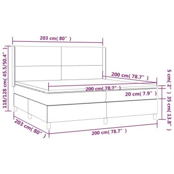 Boxspringbett mit Matratze & LED Grau 200x200 cm Kunstleder