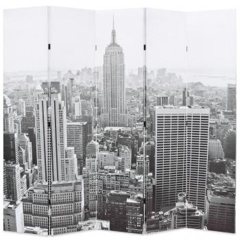 ARDEBO.de - Raumteiler klappbar 200 x 170 cm New York bei Tag Schwarz-Weiß