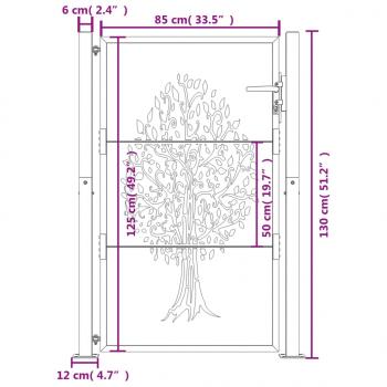 Gartentor 105x130 cm Cortenstahl Baum-Design