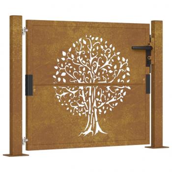 Gartentor 105x80 cm Cortenstahl Baum-Design