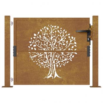 Gartentor 105x80 cm Cortenstahl Baum-Design