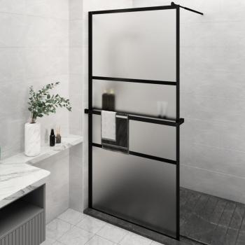 ARDEBO.de - Duschwand mit Ablage für Walk-In-Dusche Schwarz 115x195 cm ESG