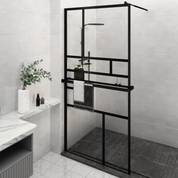 ARDEBO.de - Duschwand mit Ablage für Walk-In-Dusche Schwarz 115x195 cm ESG