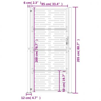 Gartentor Anthrazit 105x205 cm Stahl Quadratisches Design