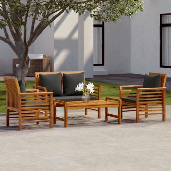 ARDEBO.de - 4-tlg. Garten-Lounge-Set mit Kissen Massivholz Akazie