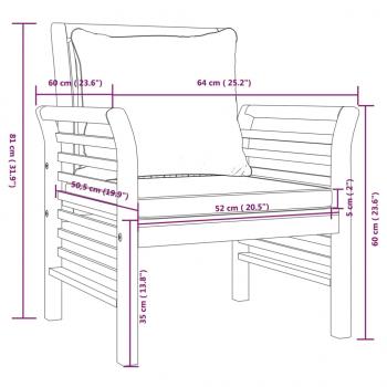 4-tlg. Garten-Lounge-Set mit Kissen Massivholz Akazie