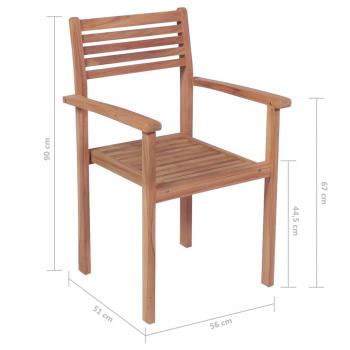 Gartenstühle 2 Stk. mit Weinroten Kissen Massivholz Teak