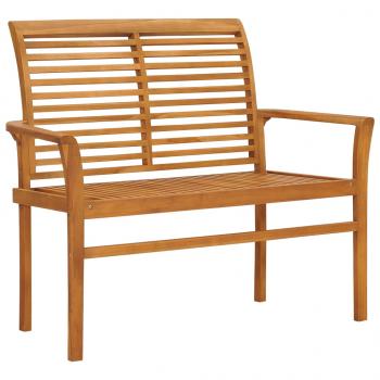 Gartenbank mit Grauer Auflage 112 cm Massivholz Teak 