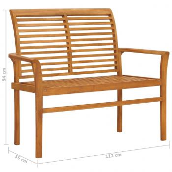 Gartenbank mit Grauer Auflage 112 cm Massivholz Teak 