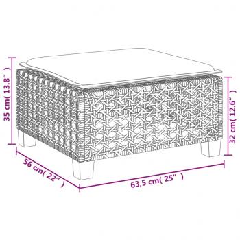 Gartenhocker mit Kissen Grau 63,5x56x32 cm Poly Rattan