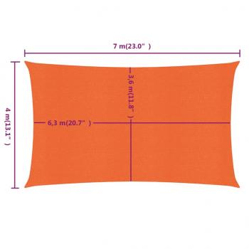 Sonnensegel 160 g/m² Rechteckig Orange 4x7 m HDPE