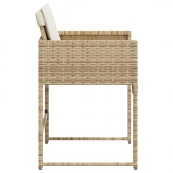 Gartenstühle mit Kissen 4 Stk. Beige Poly Rattan