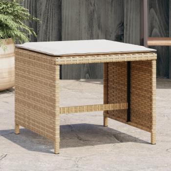 ARDEBO.de - Gartenhocker mit Kissen 4 Stk. Beige 40x40x35 cm Poly Rattan