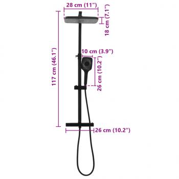 Doppelkopf-Duschset mit Mischbatterie Schlauch Schwarz Messing