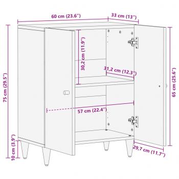 Beistellschrank 60x33x75 cm Massivholz Mango