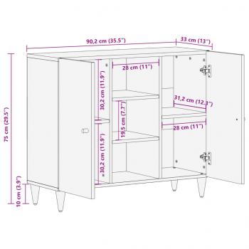 Beistellschrank 90x33x75 cm Massivholz Mango