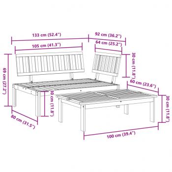 2-tlg. Garten-Sofagarnitur aus Paletten Massivholz Akazie