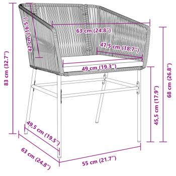 Gartenstühle 2 Stk. mit Kissen Grau Poly Rattan