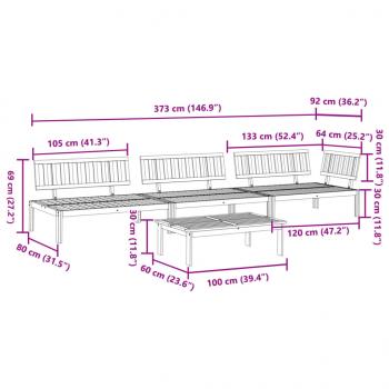 4-tlg. Garten-Sofagarnitur aus Paletten Massivholz Akazie