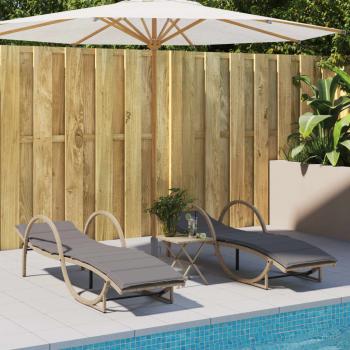 ARDEBO.de - Sonnenliegen 2 Stk. mit Auflagen Beige Poly Rattan