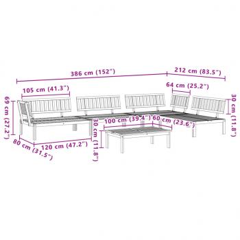 5-tlg. Garten-Sofagarnitur aus Paletten Massivholz Akazie